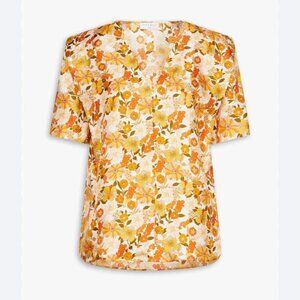 Sandro Floral Blouse in Orange and Yellow